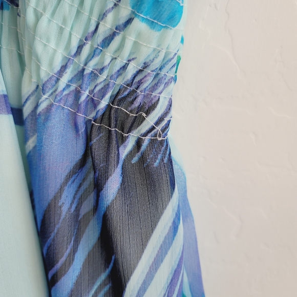 💕 She's Cool Blue Empire Waist Floral Maxi Dress XL - Picture 8 of 15